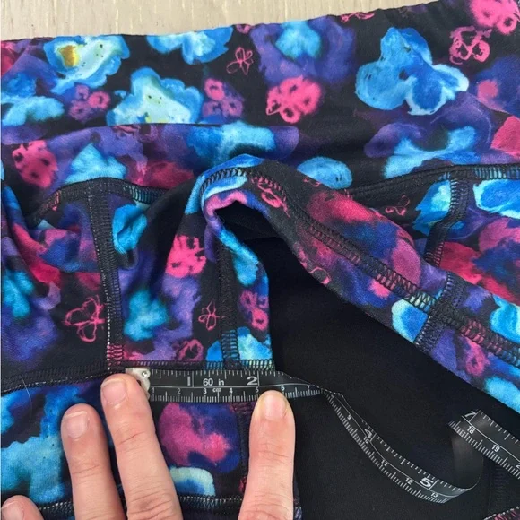 Fleo Women's Athletic Shorts - Blue and Pink Floral - Picture 5 of 6